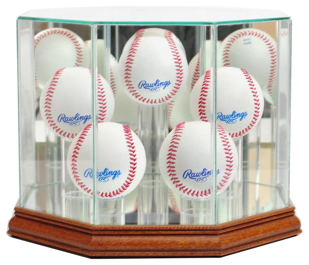 Octagon 5 Baseball Display Case, Walnut