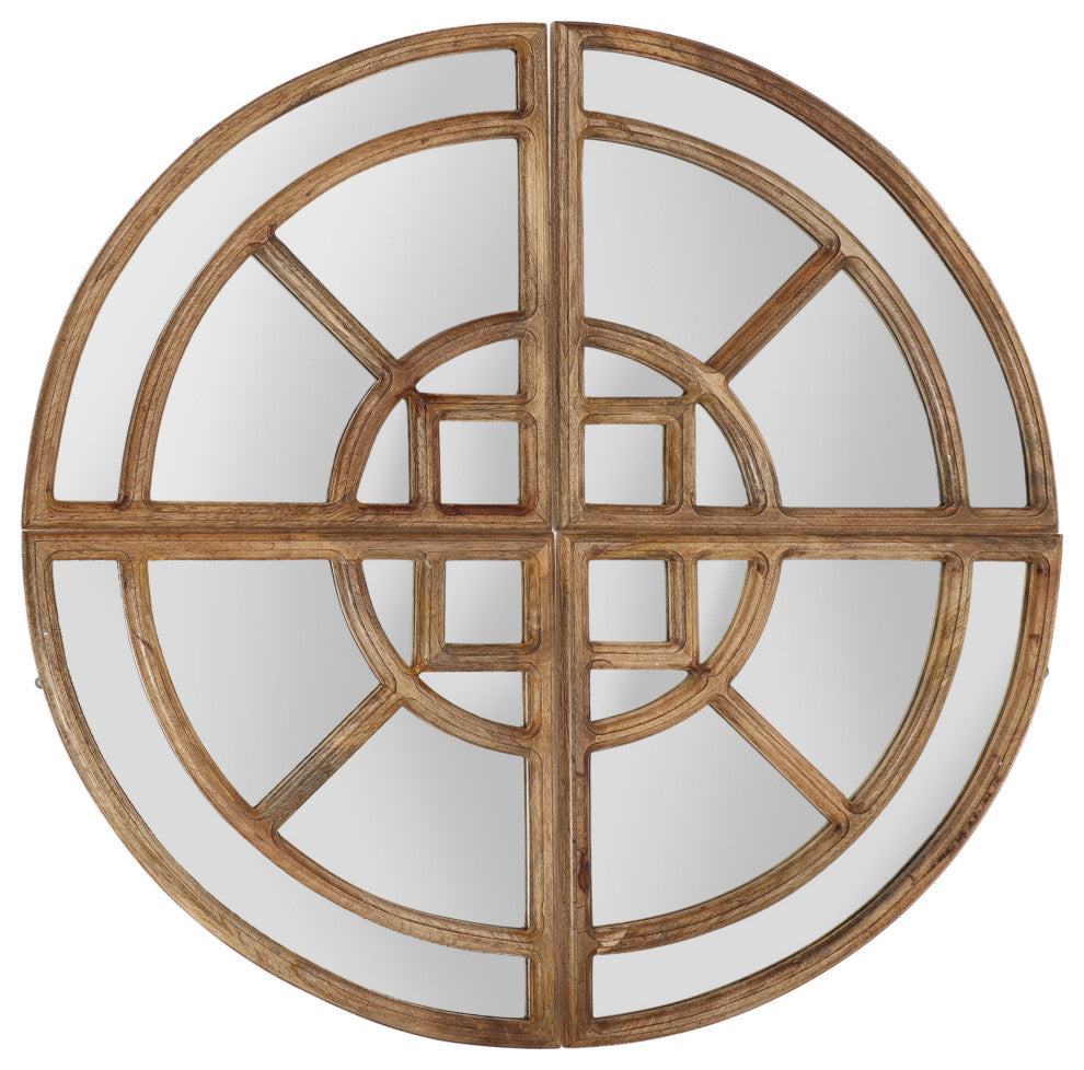 Finley Rustic Handcrafted Round Pie Mirror