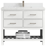 Parker 42 Single Sink Bath Vanity in White 2" Empira Quartz