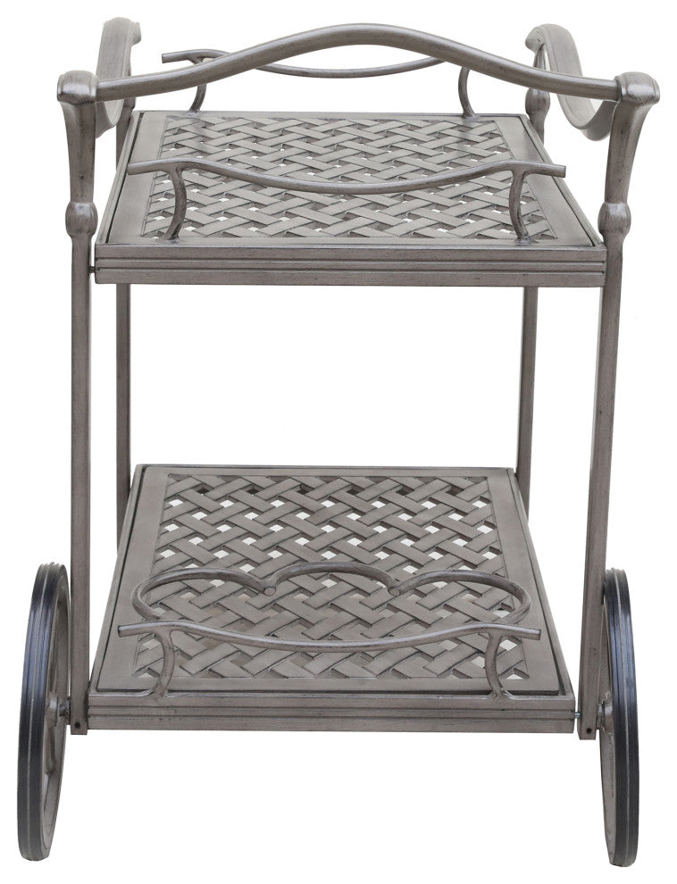 Carlsbad Cast Aluminum Tea Cart, Heritage Grey