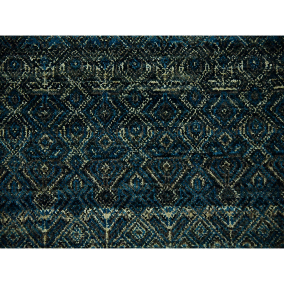 Yale Blue Hand Knotted Kohinoor Herat Design 100% Wool Square Rug 10'x10'1"