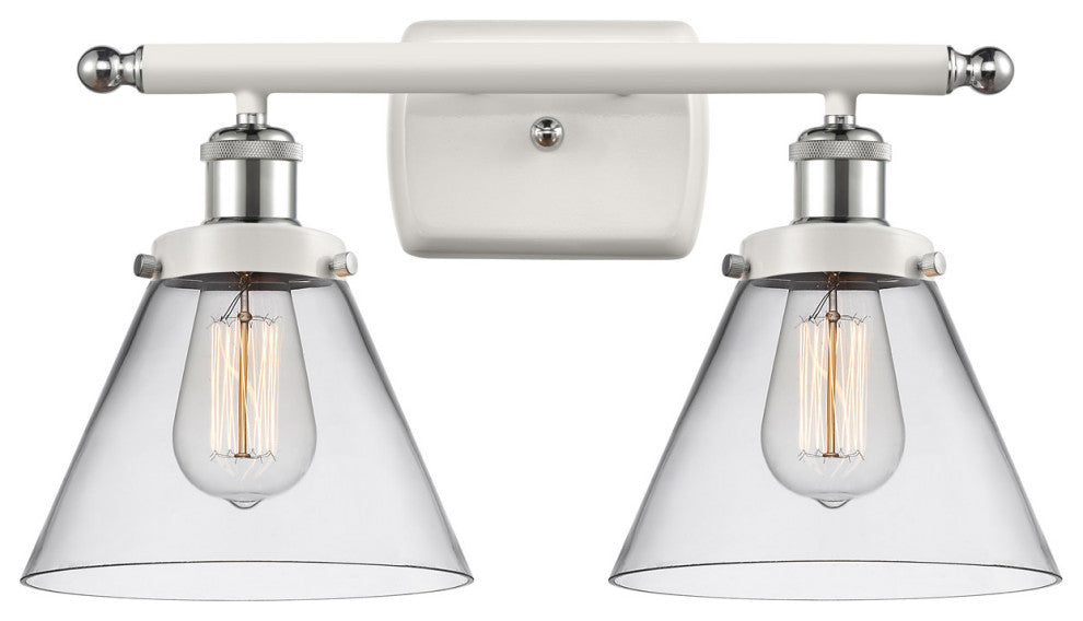 Innovations 916-2W-WPC-G42 2-Light Bath Vanity Light, White, Polished Chrome