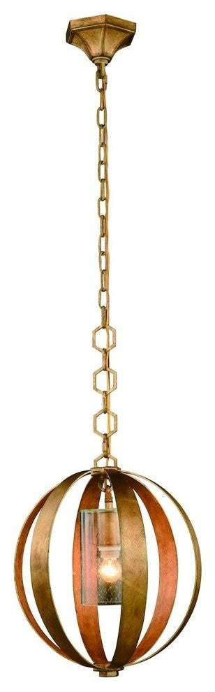 Serenity 15" 1-Light Pendant, Golden Iron Clear Seeded Glass