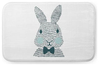34" x 21" Monochrome Bunny Bathmat, Ocean Abyss Green