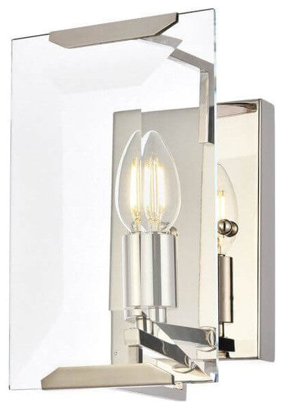 1 Light 10" Tall Polished Nickel Wall Sconce