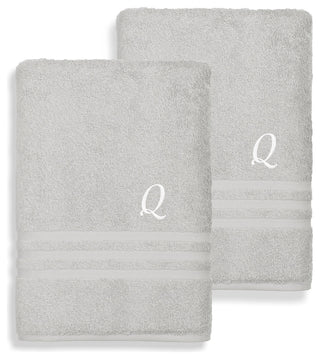 Denzi Bath Sheets With Monogrammed Letter, Set of 2, Q