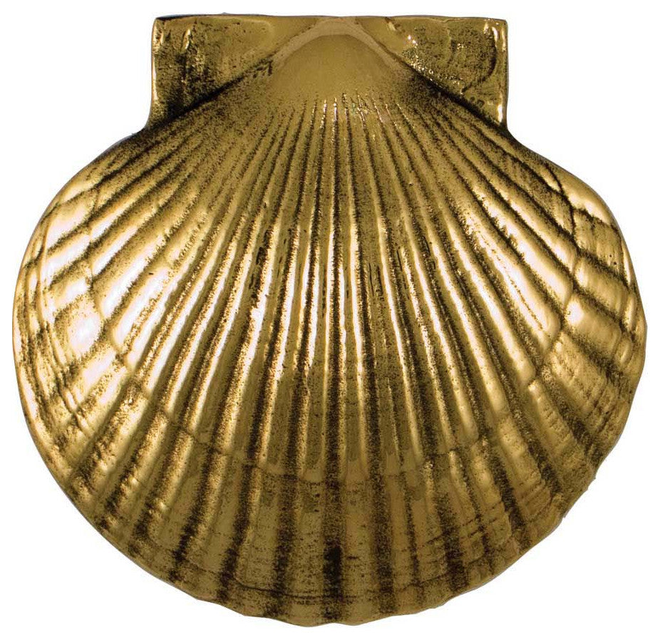 Sea Scallop Door Knocker, Brass, Premium Size