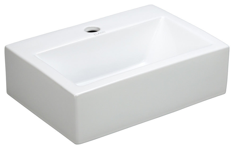 Porcelain White Wall-Mounted Rectangle Sink