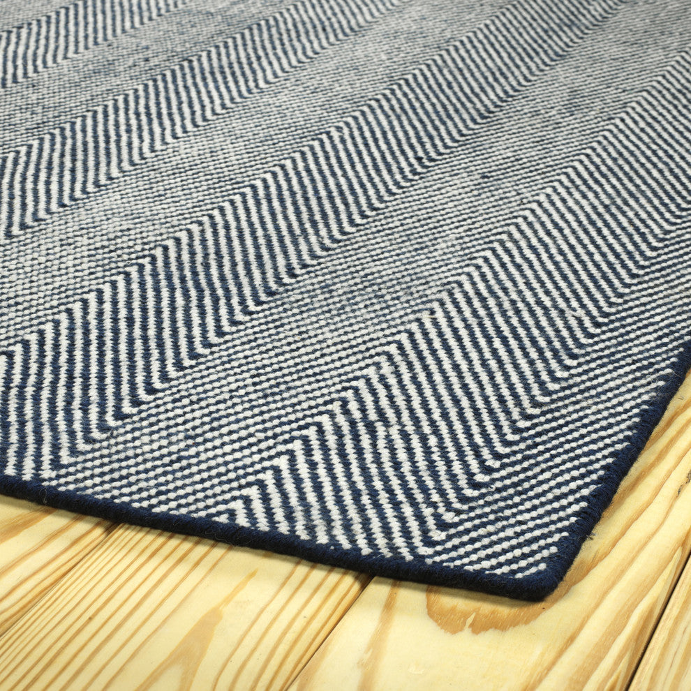 Kaleen Ziggy Hand woven Indoor/Outdoor Polyester Area Rug Navy, 3'x5'