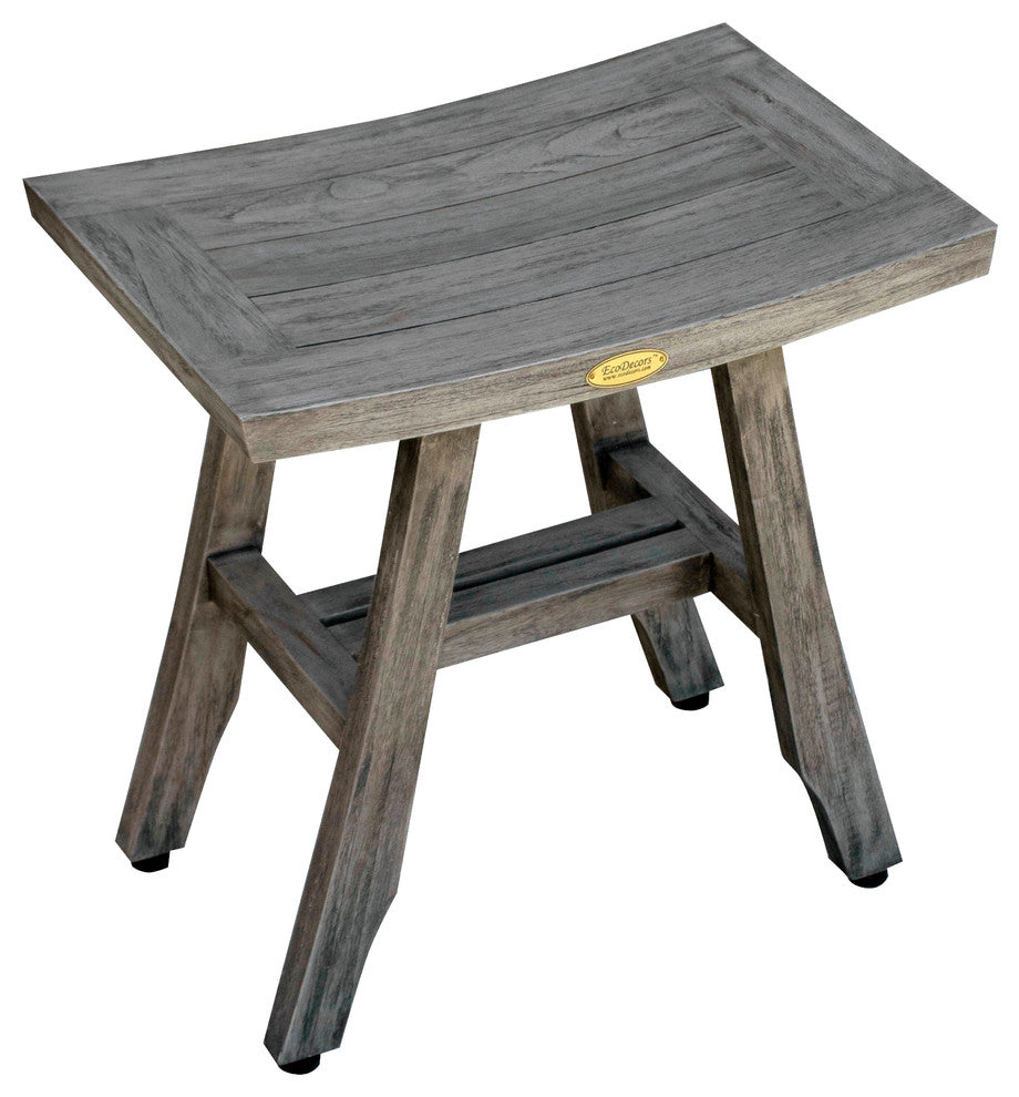 CoastalVogue Satori 18" Eastern Style Teak Shower Bench, Coquina Gray