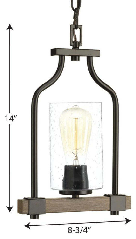 Barnes Mill Collection 1-Light Mini-Pendant, Antique Bronze