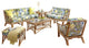 Bali 6-Piece Living Room Furniture Set, Natural, Beach-Lily Fabric