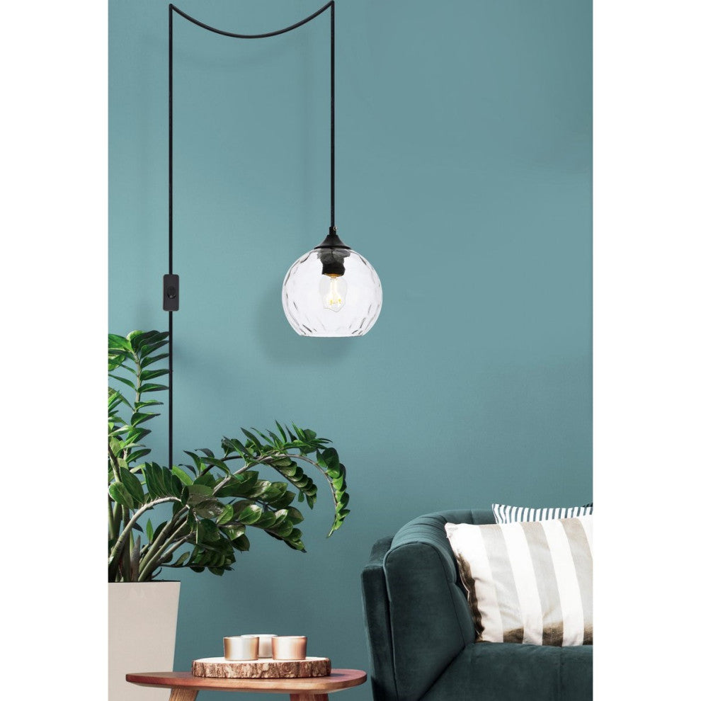 Living District Cashel 1-Light Plug-In Pendant Black