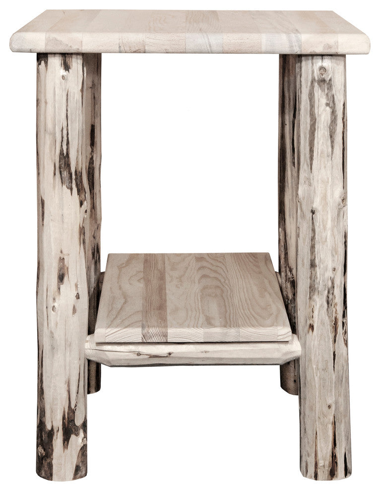 Montana Collection Nightstand With Shelf, Clear Lacquer Finish