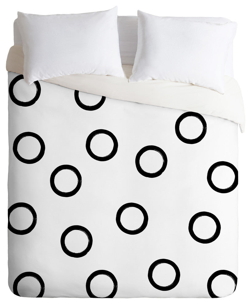 Kelly Haines Monochrome Circles V2 Duvet Cover Set, Queen