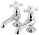 Kingston Brass Basin Faucet With Porcelain Cross Handle, Polished Chrome