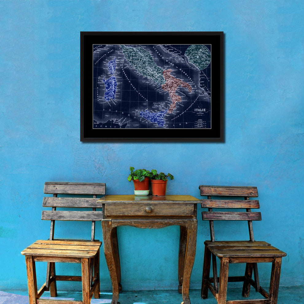 Italy Rome Vintage Vivid Color Map Canvas, 28"x37"