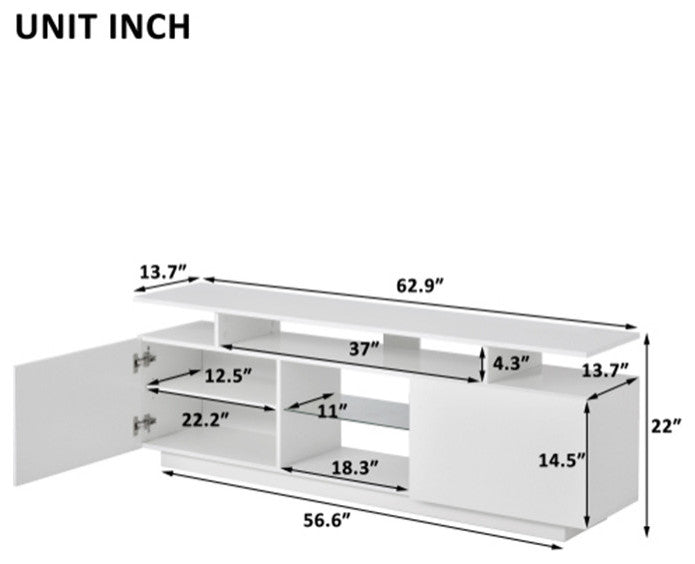 Modern TV Stand with LEDs White Particle Board TV cabinet