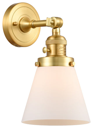 Cone Sconce With Switch, Satin Gold, Matte White