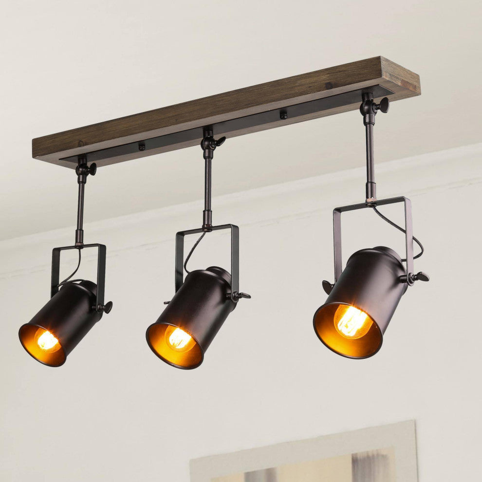 LNC Wood Close to Ceiling Track Lighting Spotlights 3-Light Track Lights