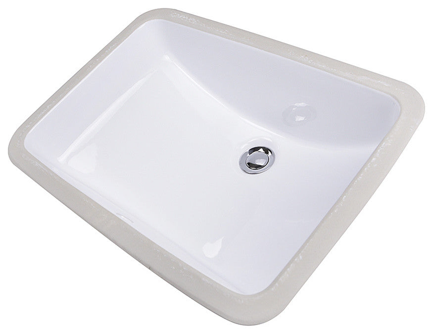 Nantucket Sinks GB-18x12-W Glazed Bottom Rectangular Ceramic Sink In White
