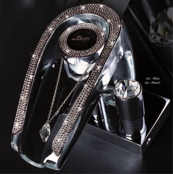 Niagara Luxury waterfall bathroom sink faucet with Swarovski crystals, Chrome