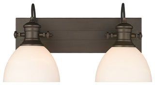 Hines 2-Light Bath Vanity, Rubbed Bronze, Opal Glass