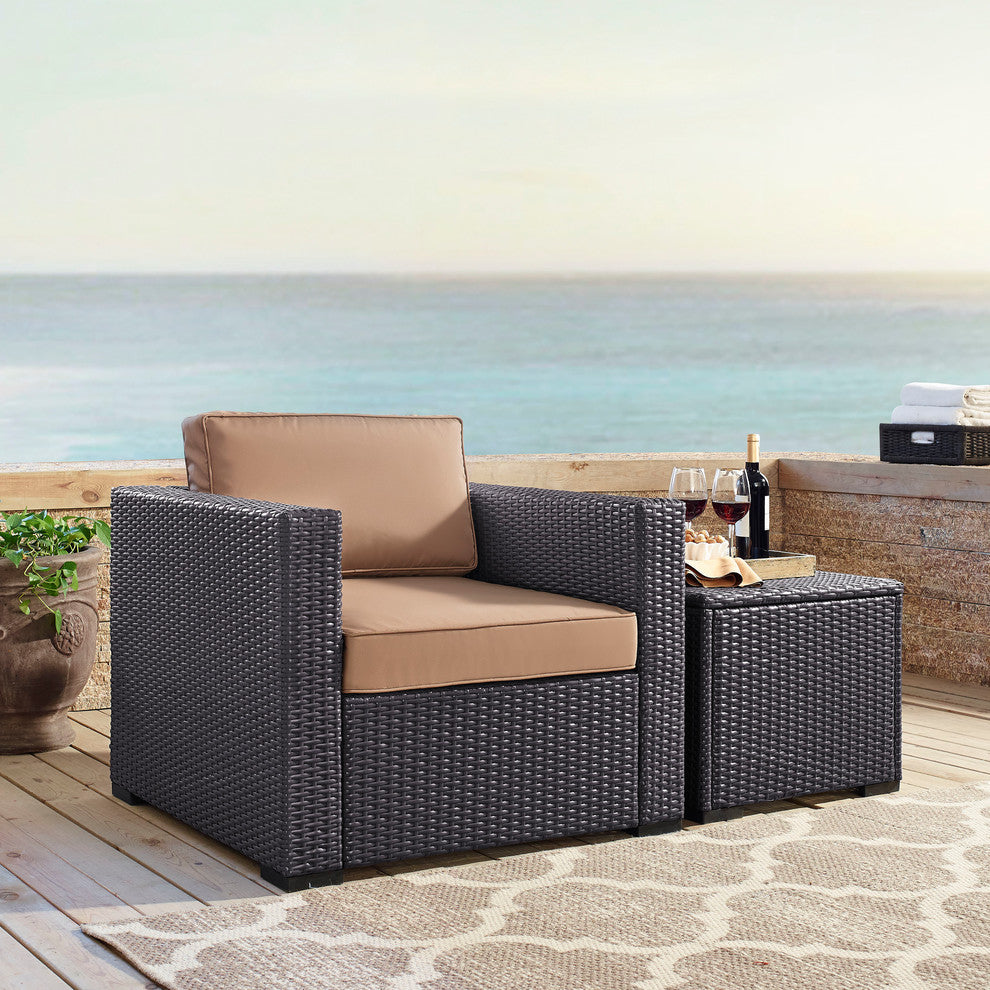 Biscayne Armchair With Mist Cushions, Cushions: Mocha