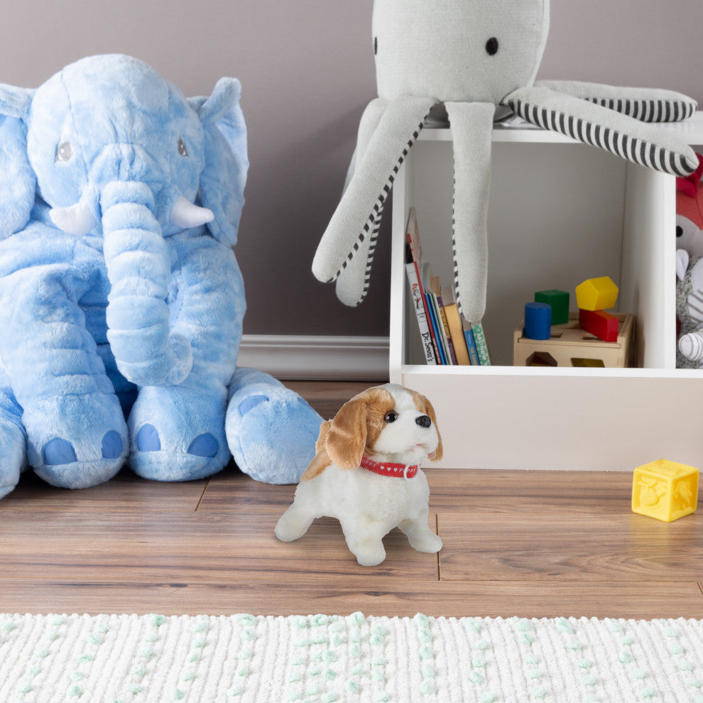 Interactive Plush Puppy Toys Battery-Operated Robot Dog Walks, Barks,, Flips