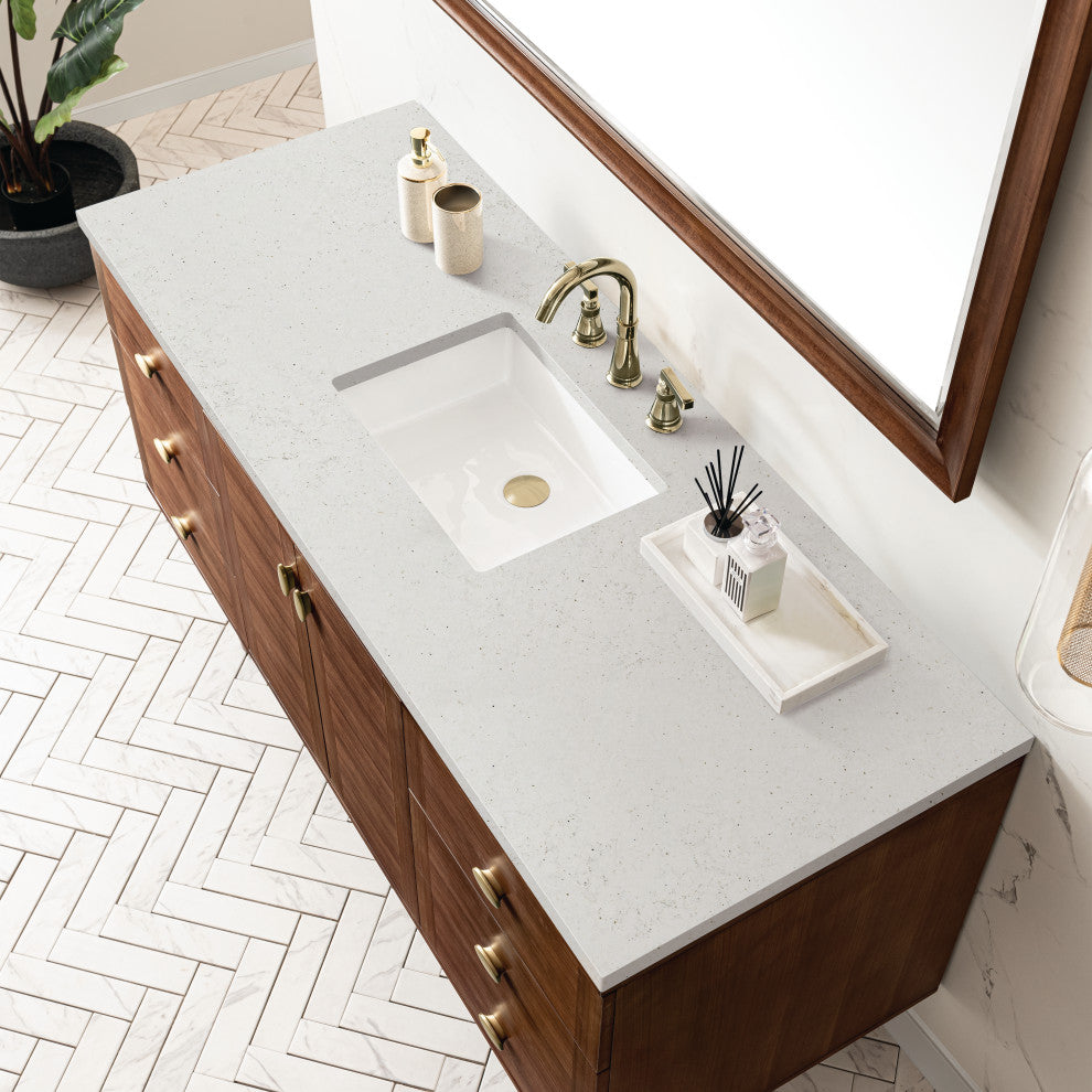 Amberly 60" Single Vanity, Mid-Century Walnut, Lime Delight