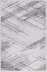 Low-Pile Sidney Ivory/Charcoal Rug, Ivory, 5'3"x8'