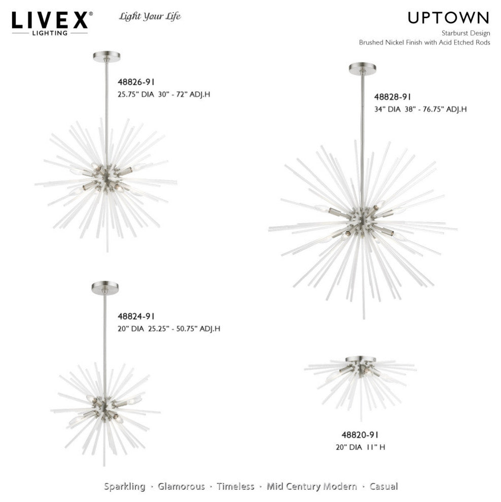 Uptown 8 Light Brushed Nickel Pendant Chandelier