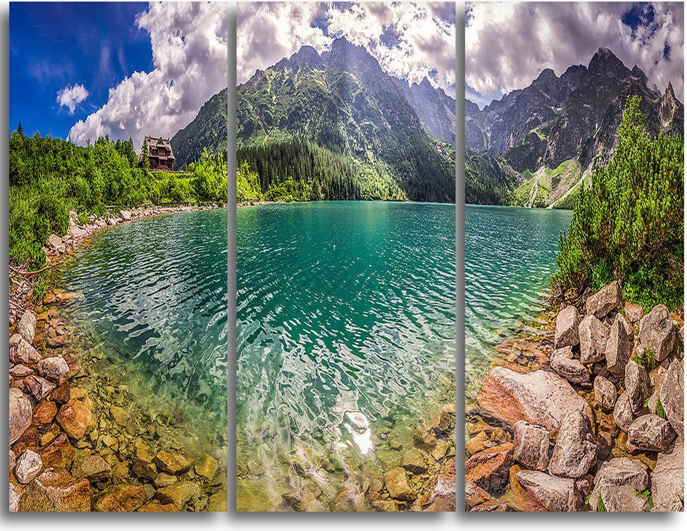 "Amazing Tatra Mountains Lake" Metal Wall Art, 3 Panels, 36"x28"
