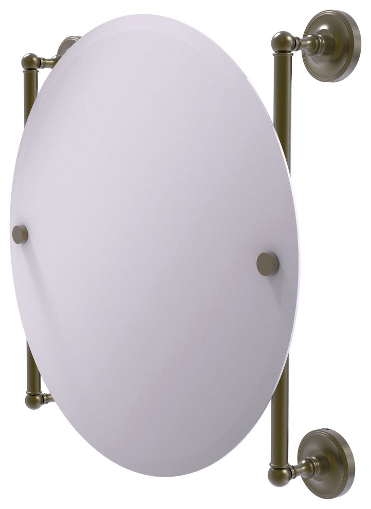Prestige Regal Round Frameless Rail Mounted Mirror, Antique Brass