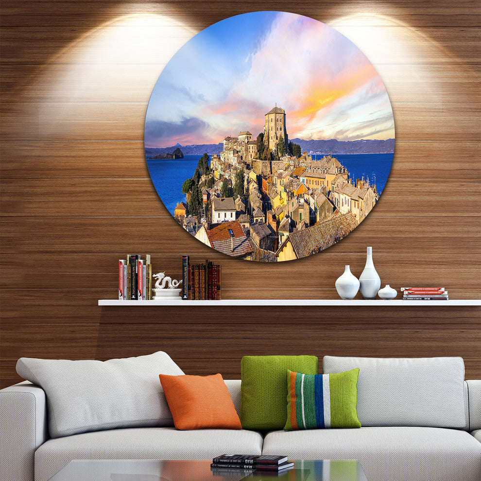 Medieval Village Capodimonte, Landscape Photo Disc Metal Wall Art, 38"