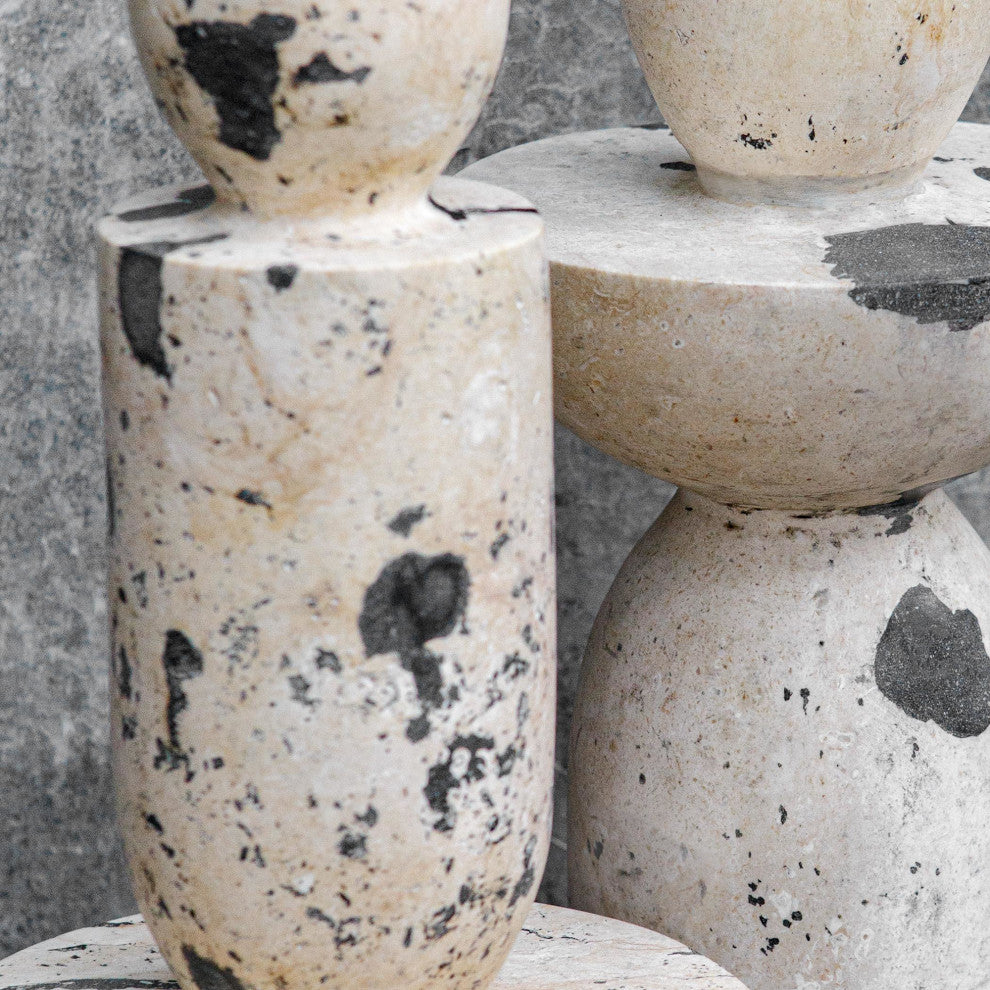 Uttermost 17124 Nouveau 22" Tall Limestone and Resin Abstract - White / Black