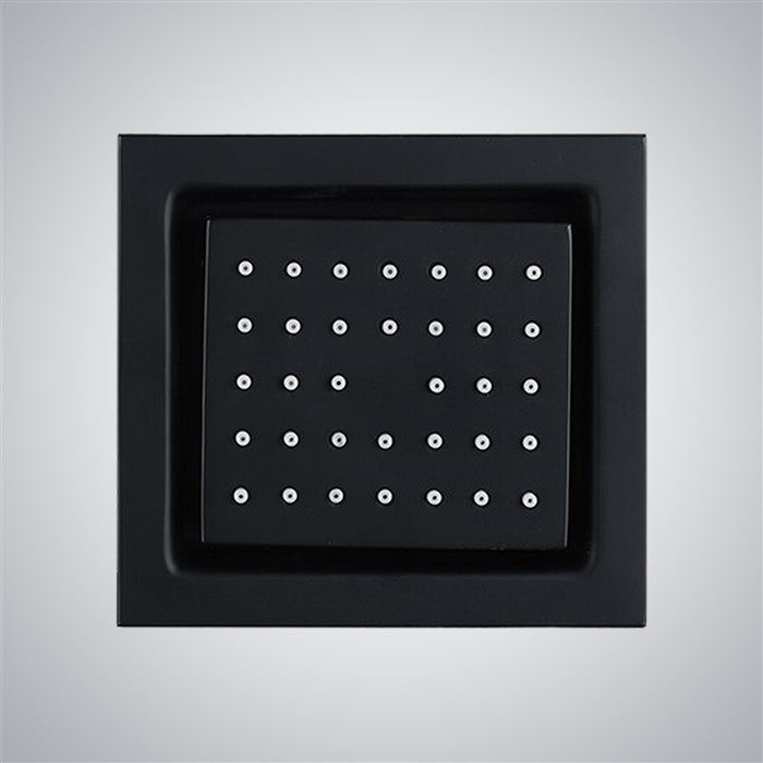 Terracina 22" Matte Black LED Rainfall Shower System With 3 Body Jets, Non LED