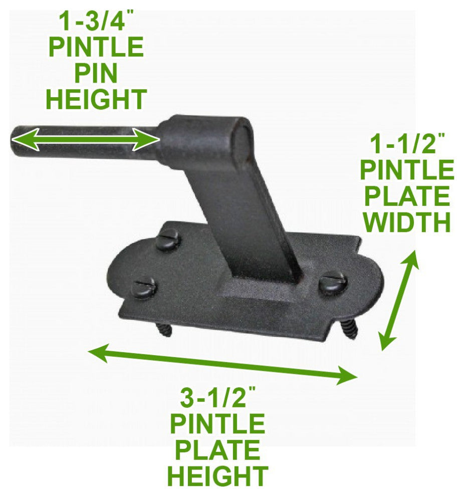 20 Black Offset Strap Pintle Hinge 11 3/4" L Cast Iron Shutters, Door, Gate
