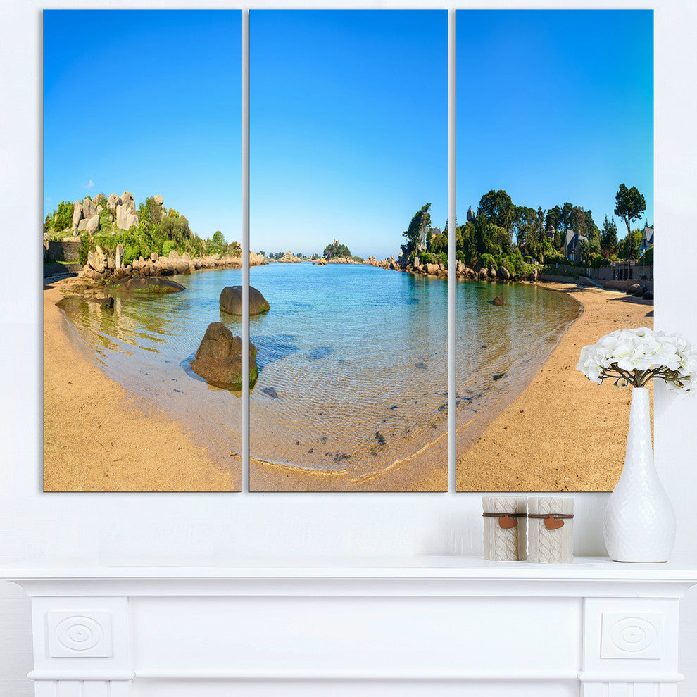 "Ploumanach Rocks and Beach Morning" Metal Wall Art, 3 Panels, 36"x28"