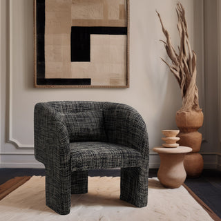 Sawyer Beige Weaved Polyester Fabric Accent Chair, Black, Weaved Fabric