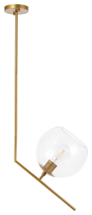 Brass Finish And Clear Glass 1-Light Pendant