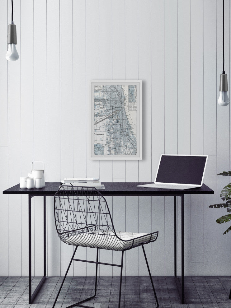 "Map of Chicago" Framed Painting Print, 30x45