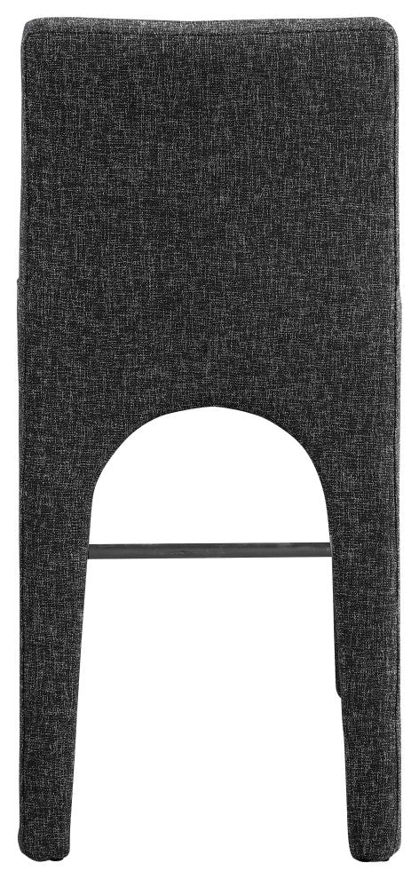 Gramercy Linen Textured Fabric Stool, Black