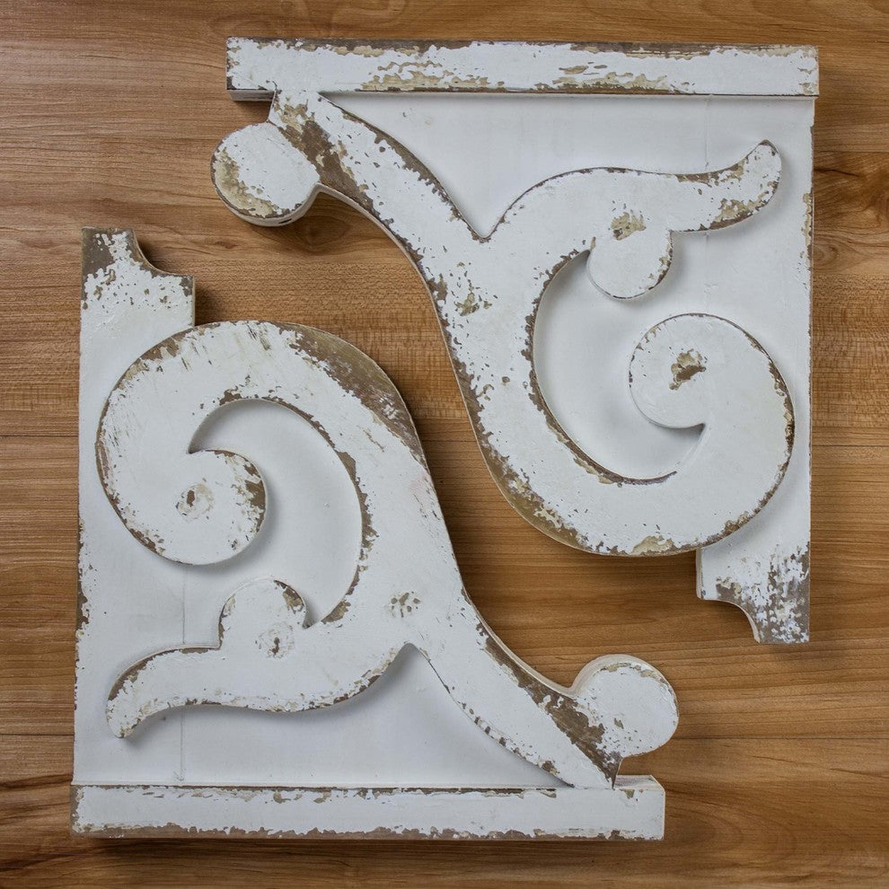 Wooden Corbel Shelf Brackets, Set of 2