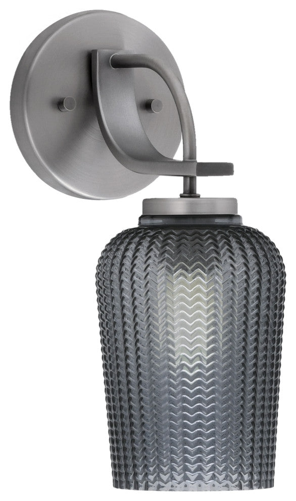 Cavella Wall Sconce, Graphite Finish, 5" Smoke Textured Glass