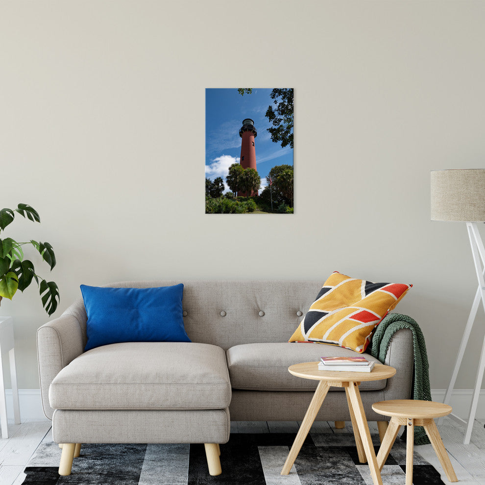 Jupiter Lighthouse 2 Color Coastal Landscape Canvas Wall Art Print, 16" X 20"