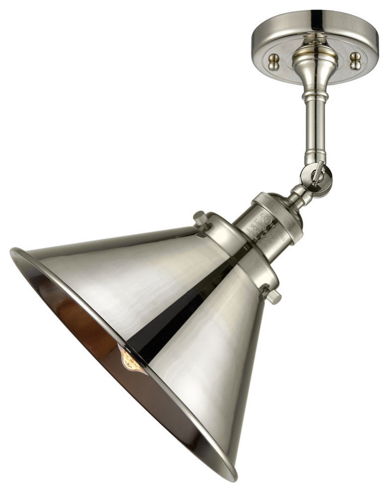 1-Light Briarcliff Semi-Flush Mount, Polished Nickel