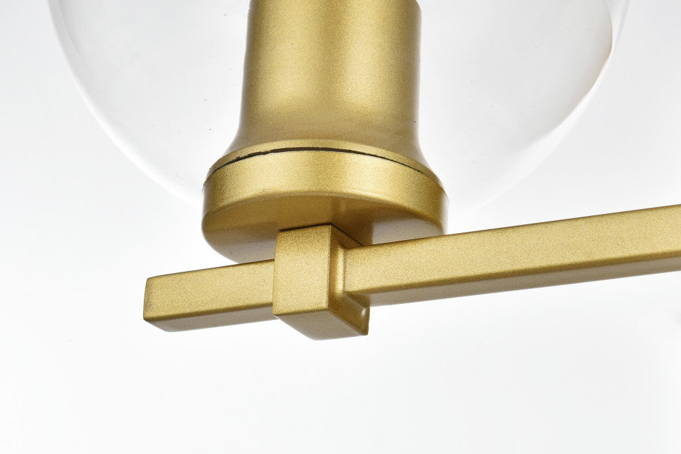 3 Light Brass And Clear Bath Sconce