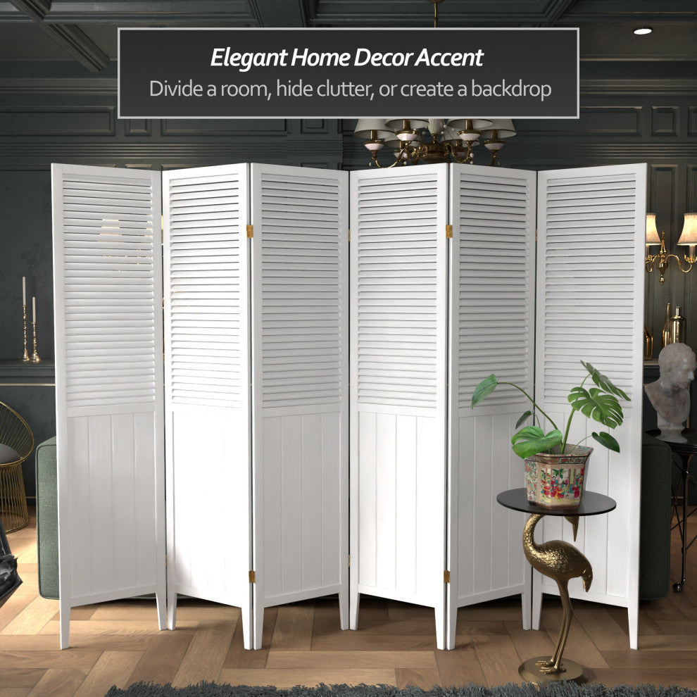 6' Tall Beadboard Divider, White, 6 Panels