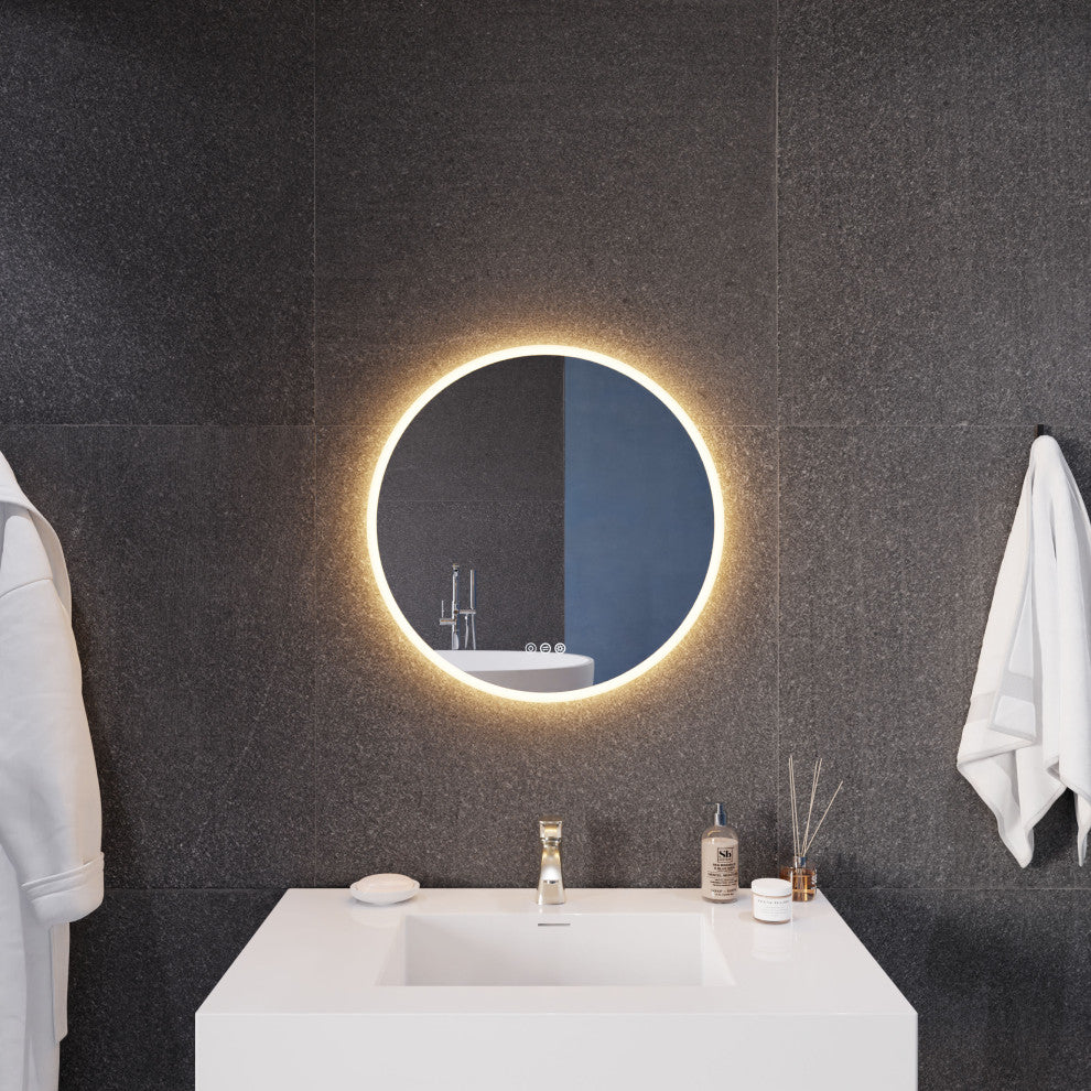 ANZZI 24" Diam. LED Front/Back Lighting Bathroom Mirror With Defogger
